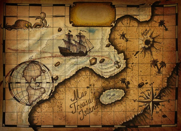 Mapa da ilha do tesouro — Fotografia de Stock