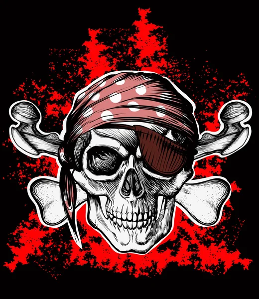 Jolly Roger símbolo pirata con huesos cruzados — Vector de stock