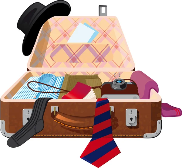 Open ful suitcasse — Stockvector