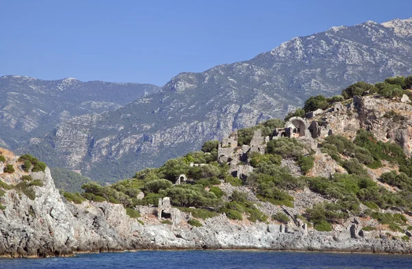 Gemiler ö med kyrkan av St Nicholas, Turkiet — Stockfoto