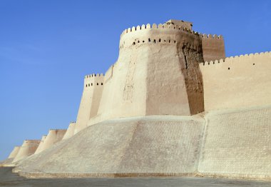 Itchan Kala duvarlar - eski şehir Hiva, Özbekistan