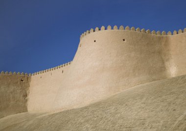 Itchan Kala duvarlar - eski şehir Hiva, Özbekistan