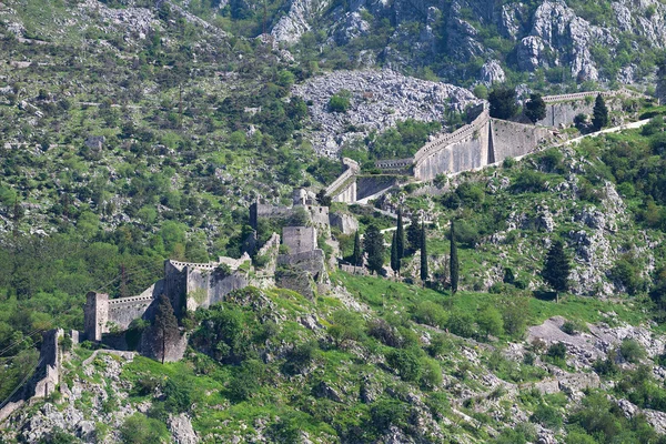 Ruinerna av fästningen över Kotor — Stockfoto