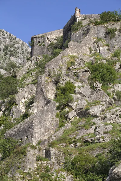 ซากปรักหักพังของป้อมเหนือ Kotor — ภาพถ่ายสต็อก