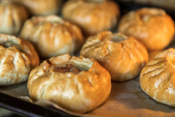 Group Individual Pies Meat Potato Vak Balish Tatar Traditional Pies — Stock Photo, Image