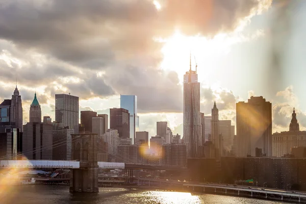 Zon flare Manhattan Stockfoto