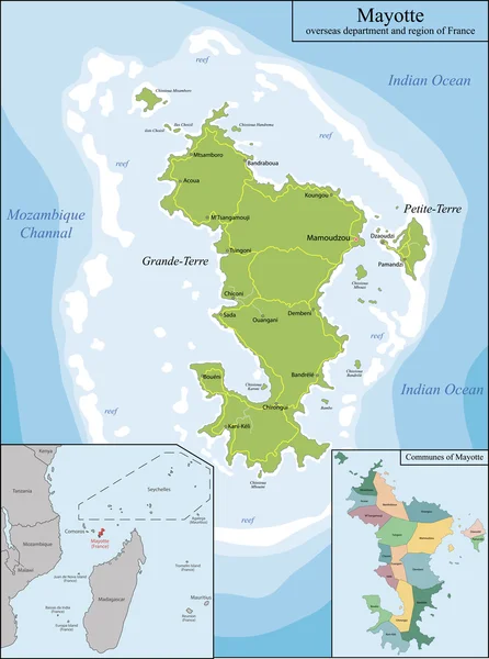 El mapa de Mayotte — Archivo Imágenes Vectoriales