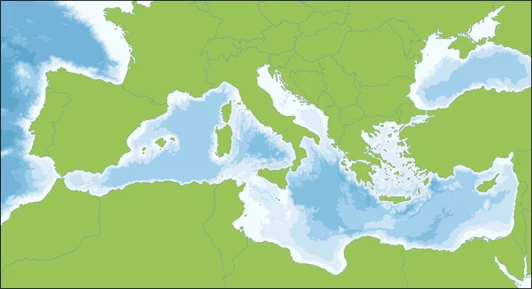 Mapa del mar Mediterráneo — Vector de stock