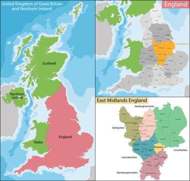 East Midlands İngiltere Haritası