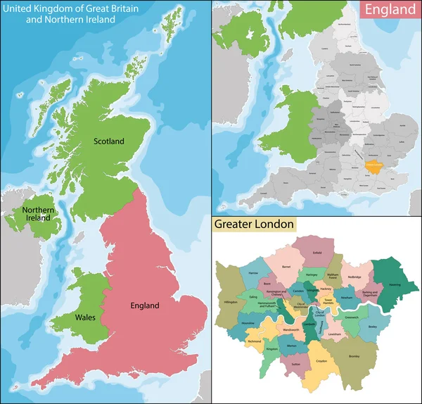 Mapa da Grande Londres Vetores De Stock Royalty-Free