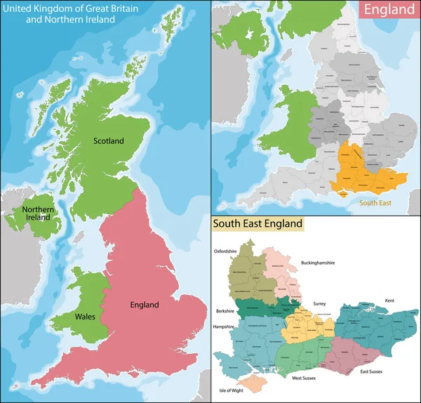 Mapa del Sureste de Inglaterra Ilustraciones De Stock Sin Royalties Gratis