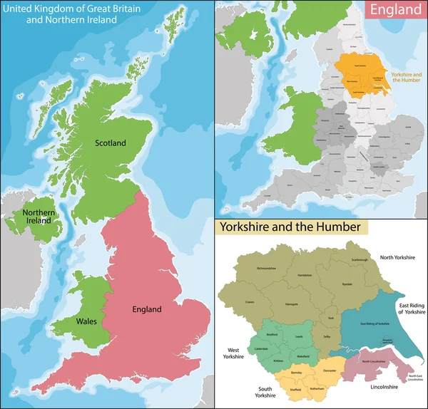 Mapa de Yorkshire y el Humber Ilustraciones De Stock Sin Royalties Gratis