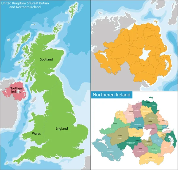 Northern Ireland map — Stockvector