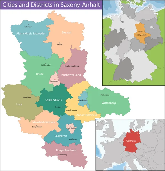 Mapa de Sajonia-Anhalt Vectores De Stock Sin Royalties Gratis
