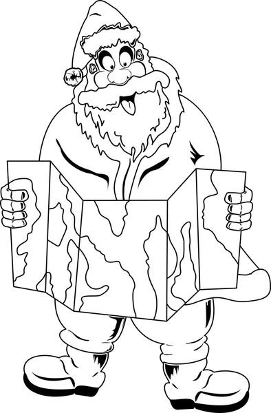 Weihnachtsmann liest Karte — Stockvektor