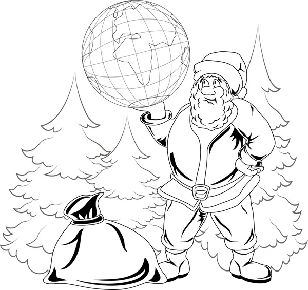 Weihnachtsmann mit Globus — Stockvektor
