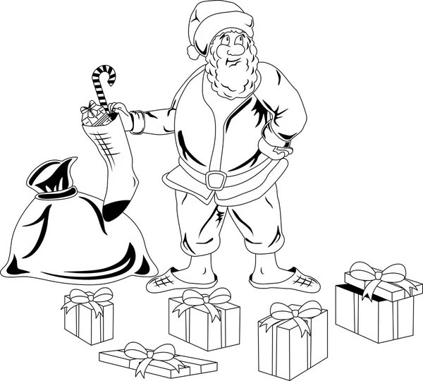 Père Noël avec cadeaux de Noël — Image vectorielle
