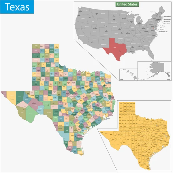 Mapa de Texas — Vector de stock