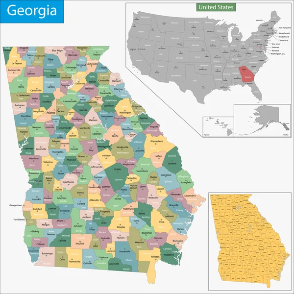 Mapa da Geórgia —  Vetores de Stock