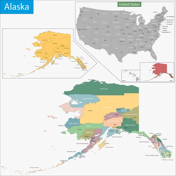 Alaska mapa — Archivo Imágenes Vectoriales