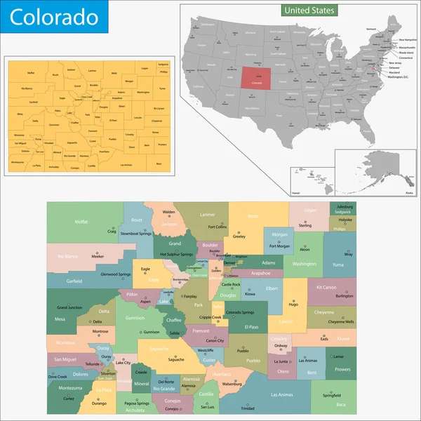 Colorado mapa — Vetor de Stock