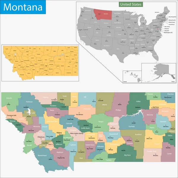 Montana mapa —  Vetores de Stock