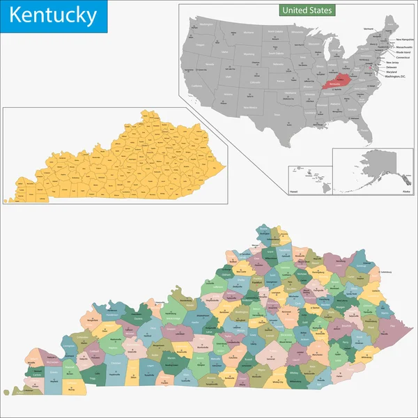 Kentucky Mapa — Vector de stock