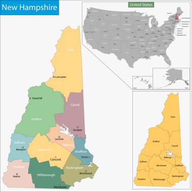 New Hampshire map clipart
