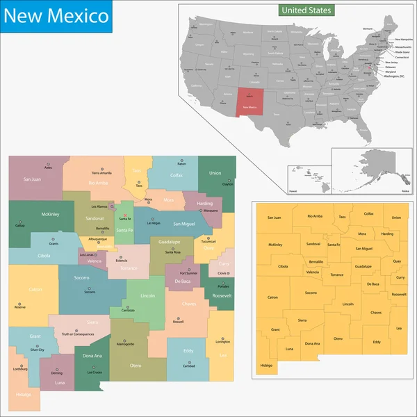 Novo México mapa —  Vetores de Stock