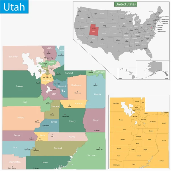 Utah Mapa — Vector de stock
