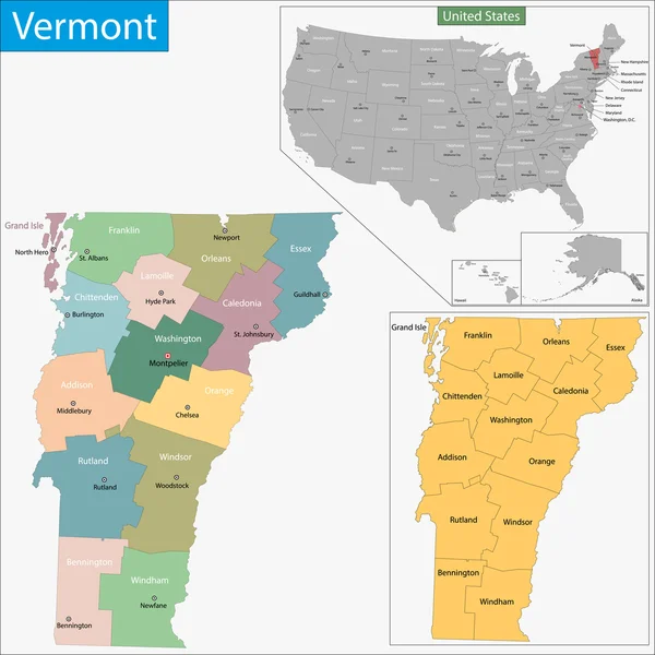 Vermont karta — Stock vektor