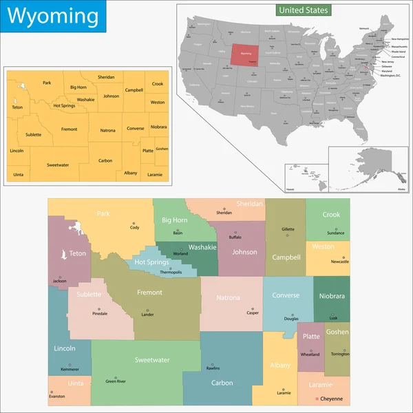 Wyoming mapa — Stockový vektor