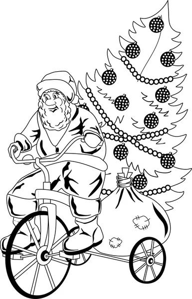 Noel Baba bisiklet sürmek — Stok Vektör