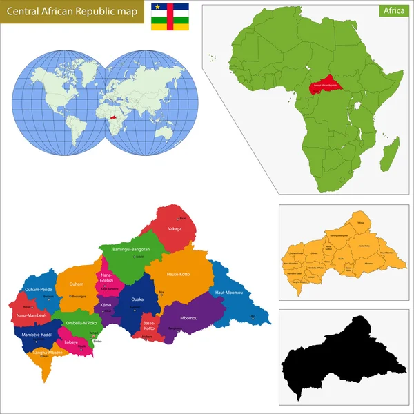 Mapa da República Centro-Africana — Vetor de Stock