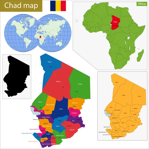 Mapa do Chade — Vetor de Stock