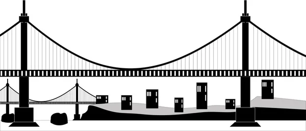 Puente de cable colgante — Vector de stock