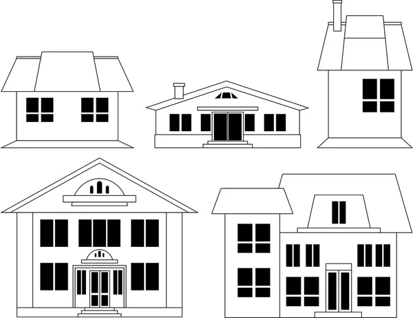 Будинок силуети набір — стоковий вектор