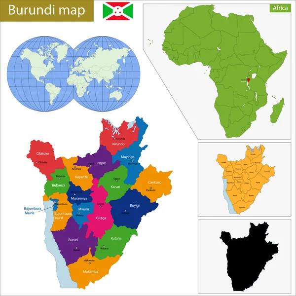 Carte du Burundi — Image vectorielle