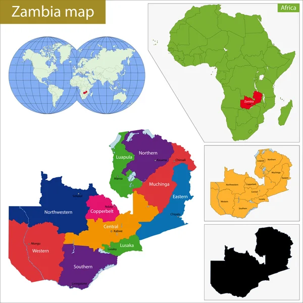 Mapa Zambii — Wektor stockowy