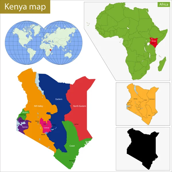 Mappa Kenya — Vettoriale Stock