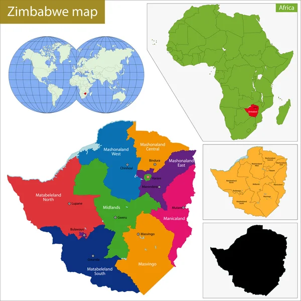 Zimbabwe Mappa — Vettoriale Stock