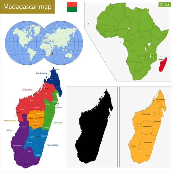 Mappa Madagascar — Vettoriale Stock