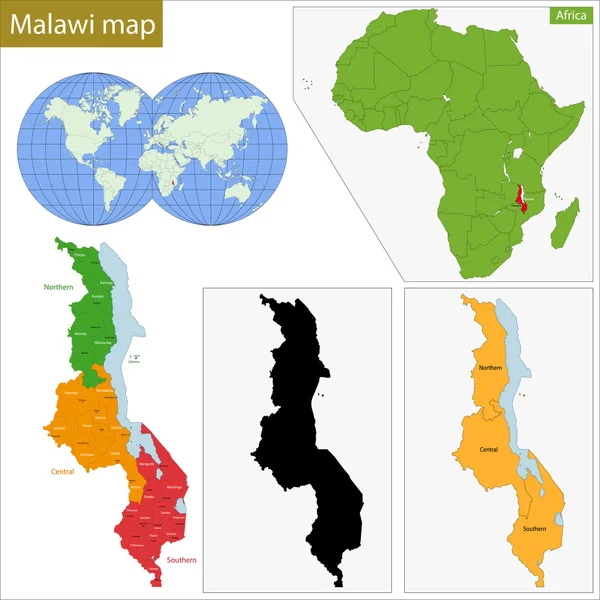 Mapa Malawi — Wektor stockowy