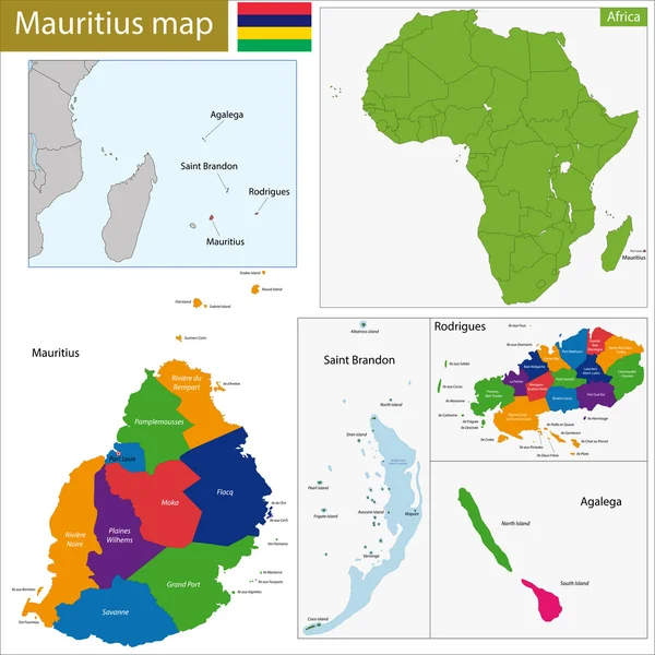 Mauricio mapa — Vector de stock