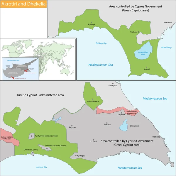 Akrotiri y Dhekelia mapa — Vector de stock