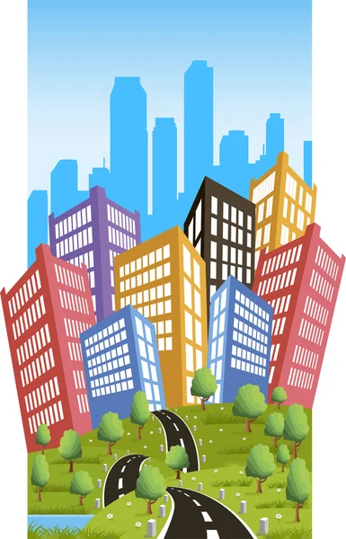 Road to a city — Stock Vector