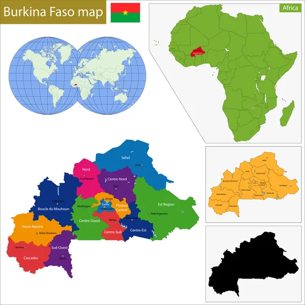 Mapa do Burquina Faso — Vetor de Stock