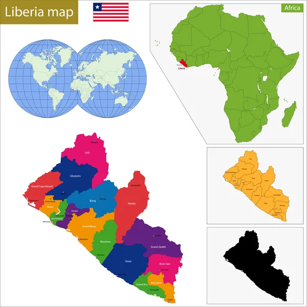 Mappa della Liberia — Vettoriale Stock