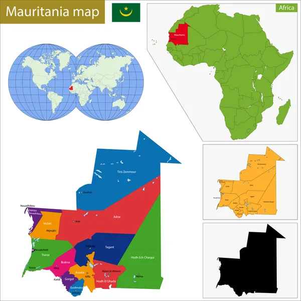 Mapa da Mauritânia — Vetor de Stock