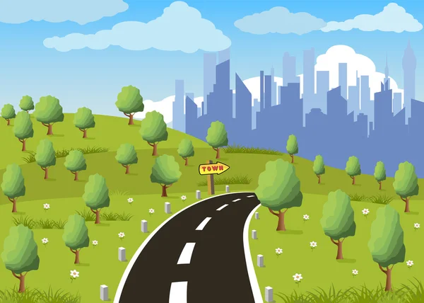 Road to a city — Stock Vector